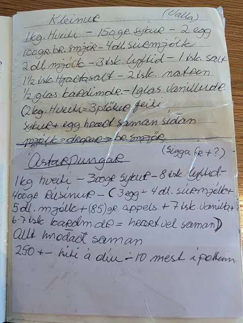 Síðan hennar í uppskriftabókinni