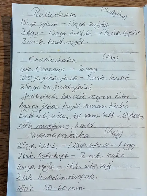 Síðan hennar í uppskriftabókinni