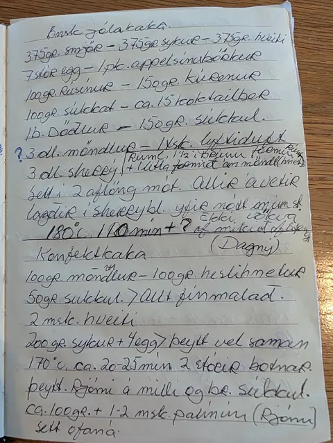 Síðan hennar í uppskriftabókinni