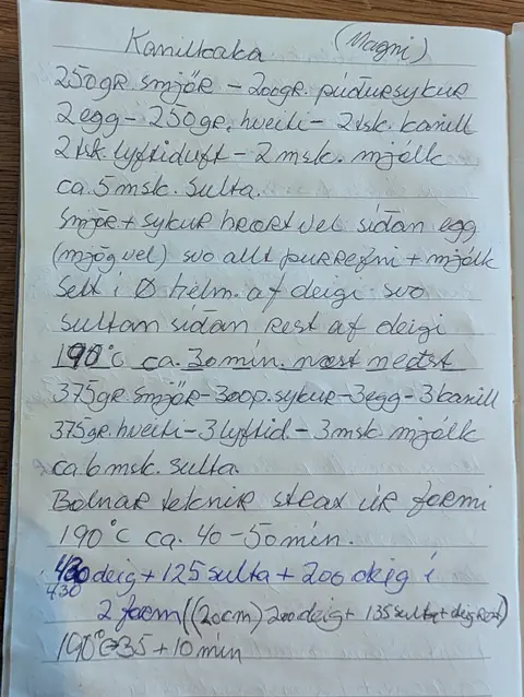 Síðan hennar í uppskriftabókinni