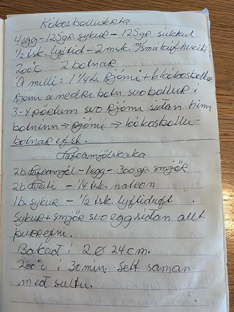 Síðan hennar í uppskriftabókinni