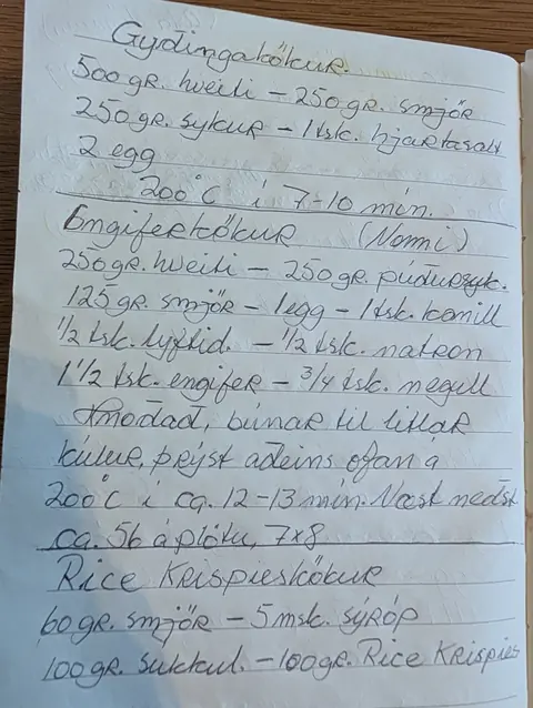 Síðan hennar í uppskriftabókinni