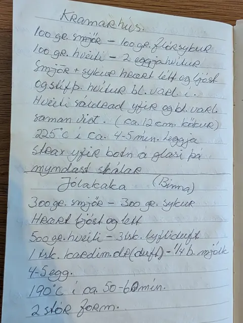Síðan hennar í uppskriftabókinni