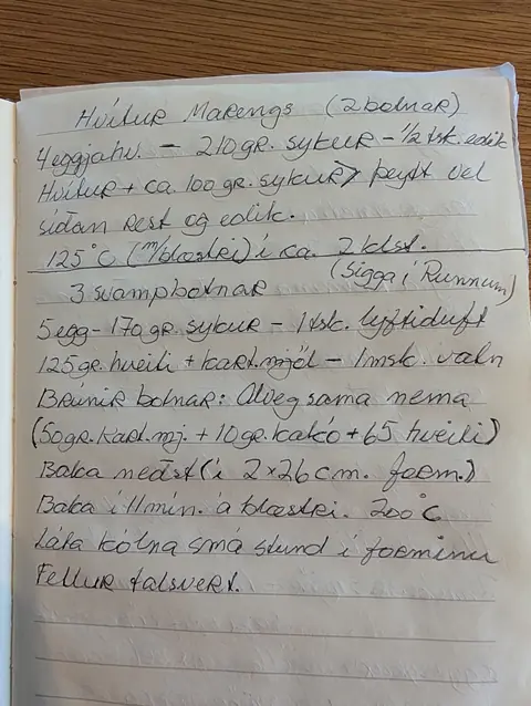 Síðan hennar í uppskriftabókinni