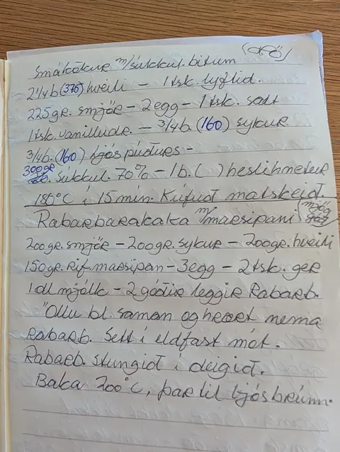 Síðan hennar í uppskriftabókinni
