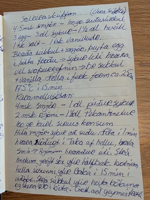 Síðan hennar í uppskriftabókinni
