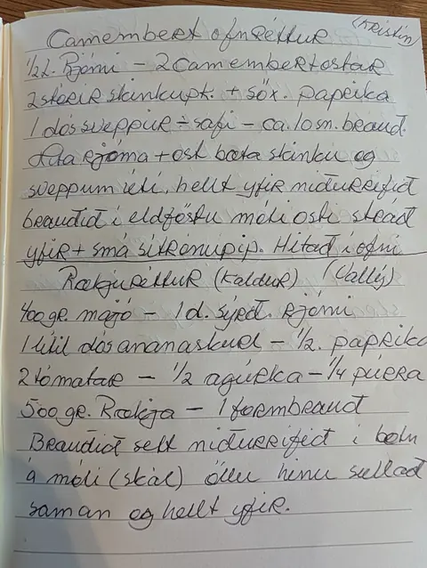 Síðan hennar í uppskriftabókinni