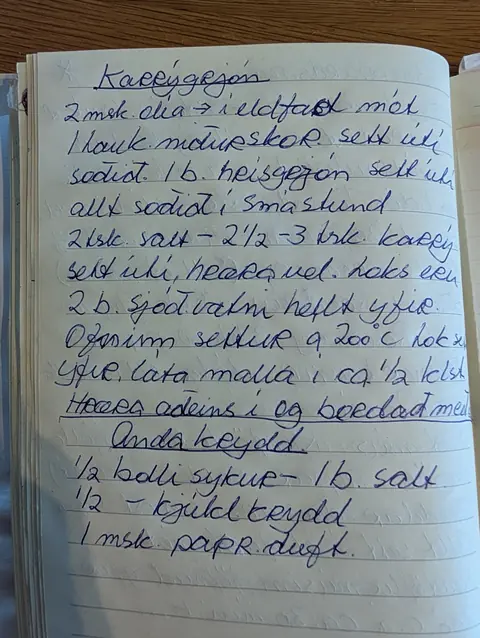 Síðan hennar í uppskriftabókinni