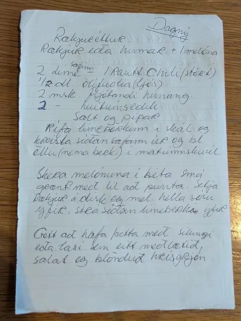 Síðan hennar í uppskriftabókinni