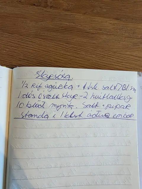 Síðan hennar í uppskriftabókinni
