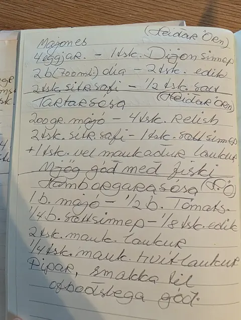 Síðan hennar í uppskriftabókinni